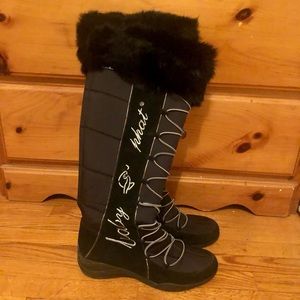 Baby Phat Long Boots with Fur.  Size 8 1/2